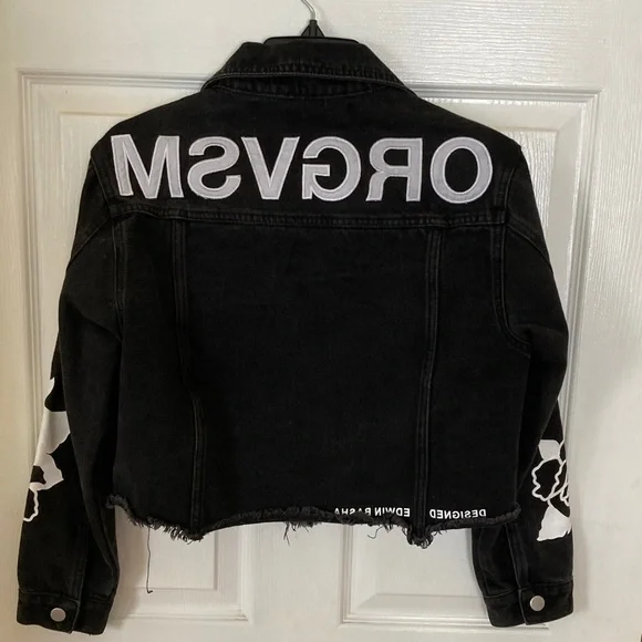 ORGVSM Reverse Design Black Denim Crop Jacket - Picture 3 of 8